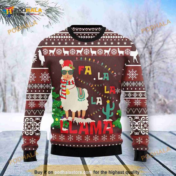 3D Llama Falalala Sheep Christmas Ugly Christmas Sweater