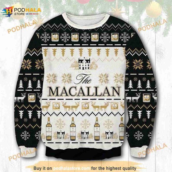 3D Macallan House 1824 Whiskey Funny Ugly Sweater Christmas