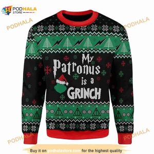 3D Merry Christmas My Patronus Is A Grinch For Christmas Funny Ugly Sweater
