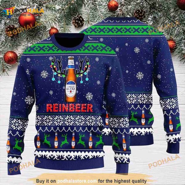3D Michelob Ultra Reinbeer Christmas Funny Ugly Sweater