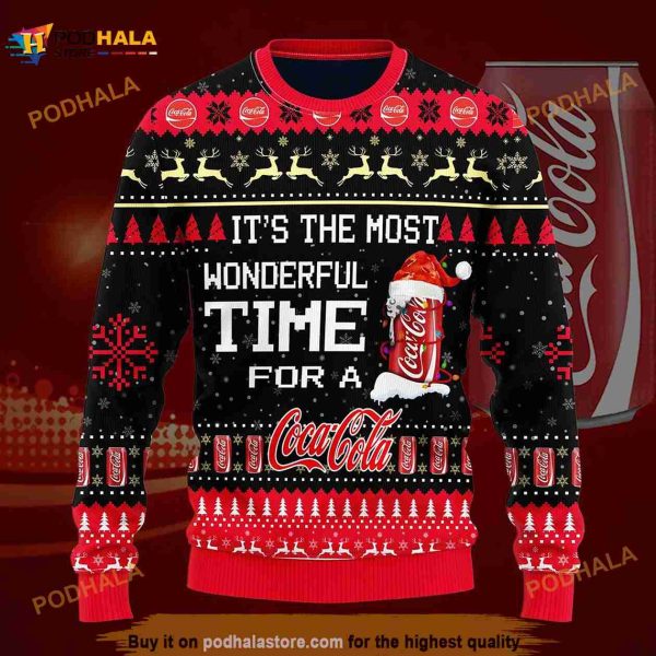 3D Most Wonderful Time For A Coca Cola Christmas Funny Ugly Sweater, Xmas Gift