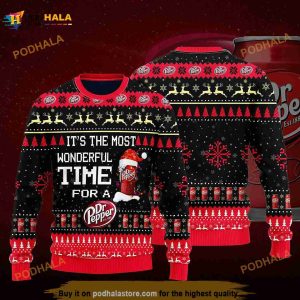 3D Most Wonderful Time For A Dr Pepper Christmas Funny Ugly Sweater