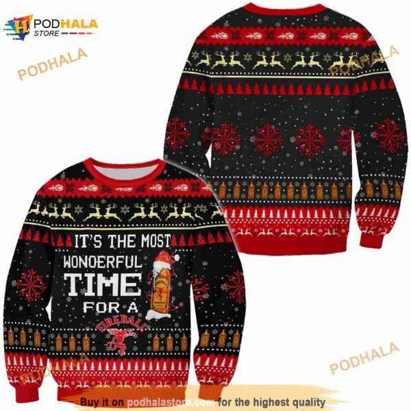 3D Most Wonderful Time For A Fireball Christmas 3D Funny Ugly Sweater