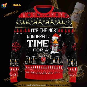 3D Most Wonderful Time For A Jim Beam Christmas Funny Ugly Sweater