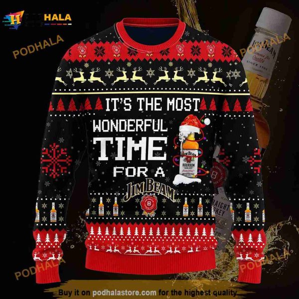 3D Most Wonderful Time For A Jim Beam Christmas Funny Ugly Sweater