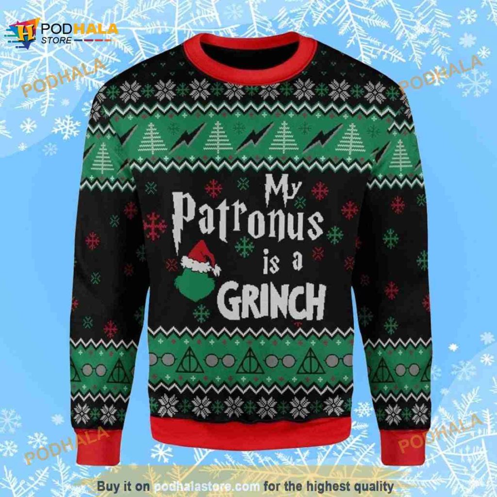 3D My Patronus Is Grinch Ugly Christmas Sweater