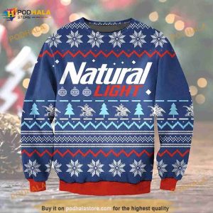 3D Natural Light Funny Ugly Sweater Beer Drinking Christmas