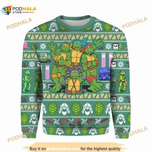3D Ninja Turtles Ugly Christmas Sweater All Over Print Sweater Apparel