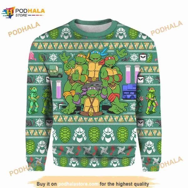 3D Ninja Turtles Ugly Christmas Sweater All Over Print Sweater Apparel