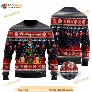 3D Personalized Name Darts And Beer Noel Pattern Custom Sweater