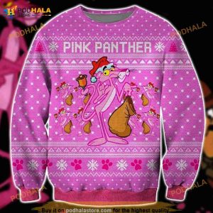 3D Pink Panther 3D Christmas Funny Ugly Sweater, Xmas Gift