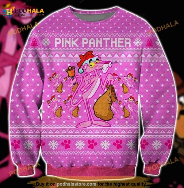 3D Pink Panther 3D Christmas Funny Ugly Sweater, Xmas Gift
