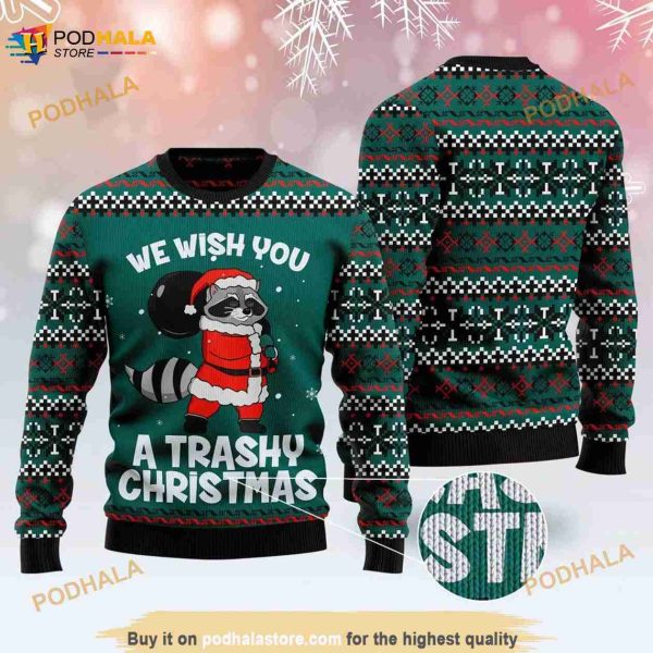 3D Raccoon Trashy Ugly Christmas Sweater
