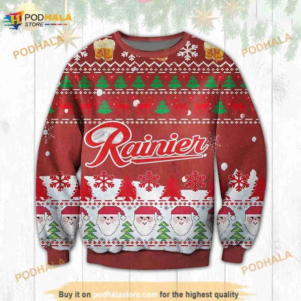 3D Rainier Funny Ugly Sweater Beer Drinking Christmas, Xmas Gift