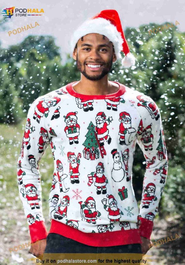3D Repeating Santa Pattern Ugly Christmas 3D Sweater