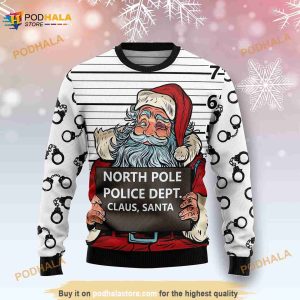 3D Santa Claus Arrested By North Pole Police Funny Ugly Sweater, Xmas Gift