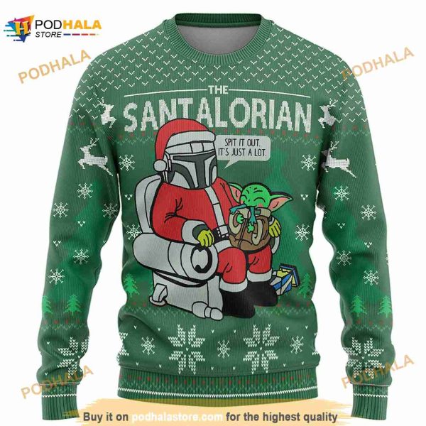 3D Santalorian Christmas Green Funny Ugly Sweater, Xmas Gift
