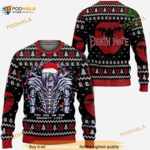 3D Shinigami Rem Ugly Christmas Sweater Death, Xmas Gift