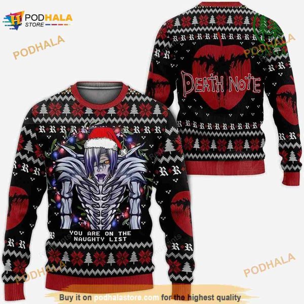 3D Shinigami Rem Ugly Christmas Sweater Death, Xmas Gift