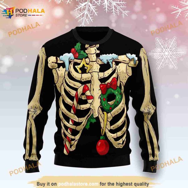 3D Skeleton Christmas Awesome Ugly Christmas Sweater