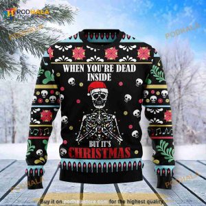 3D Skull Christmas When You Are Dead Inside Funny Ugly Sweater
