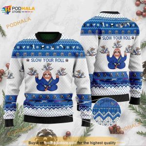 3D Slow Your Roll Jiu-jitsu Sloth Funny Ugly Sweater, Christmas Gifts