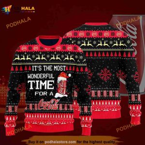 3D Sotf Drink Christmas, Wonderful Time Funny Ugly Sweater