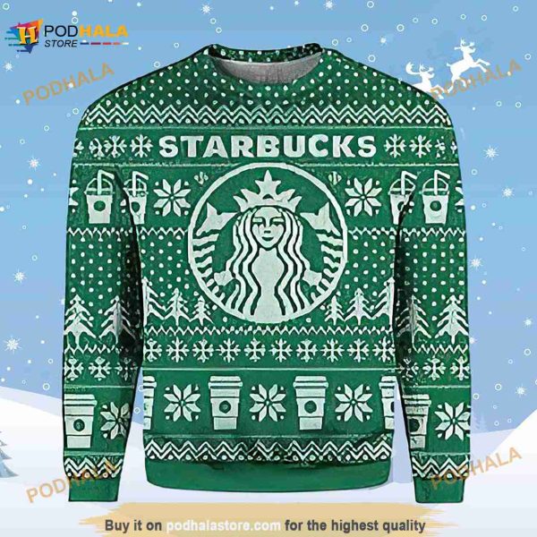 3D Starbucks Funny Ugly Sweater Beer Drinking Christmas 3D Sweater