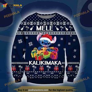 3D Stitch Mele Kalikimaka Ugly Christmas Sweater, Xmas Gift