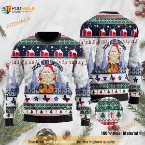 3D Texas Merry Christmas Jesus Santa Claus Ugly Christmas