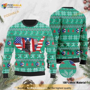 3D USA Flag Christmas Funny Ugly Sweater, Ugly USA Map Xmas Sweatshirt