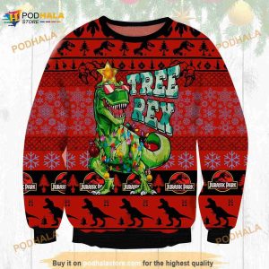 3D-jurassic Park Tree Trex Ugly Christmas Sweater