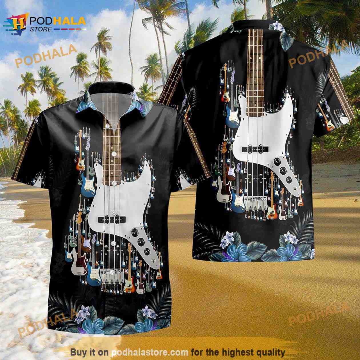 Guitar Tropical Hawaiian Shirt For Summer, Personalized Hawaiian