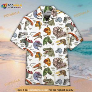 3d T rex Realistic Dinosaur Short Sleeve Summer Beach Hawaiian Shirt 2