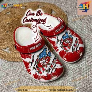 49ers Crocs Personalized Sf 49ers Football Ripped American Flag Clog Shoes 2