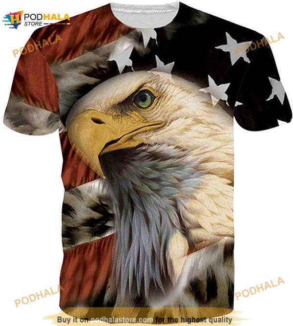 4th Of July American Flag Bald Eagle 3D Shirt, Independence Day Patriotic Gift