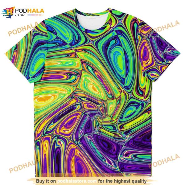 Abstract Psychedelic Art Paint Splash Liquid Cells 3D Shirt