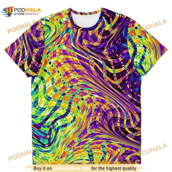 Abstract Psychedelic Waves Edm String Color Retro 3D Shirt