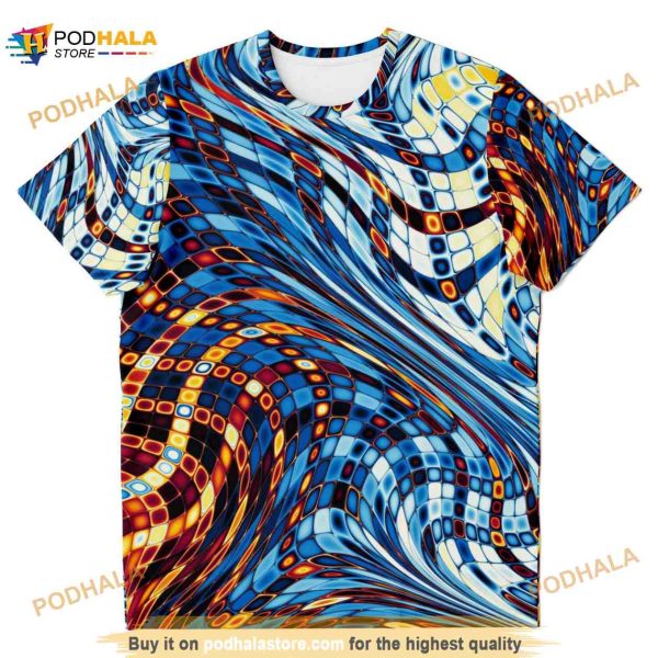 Abstract Spiral Psychedelic Beach Waves Fractals Edm Festival 3D Shirt
