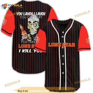 Achmed Back Off With Lone Star Beer Black Baseball Jersey Shirt