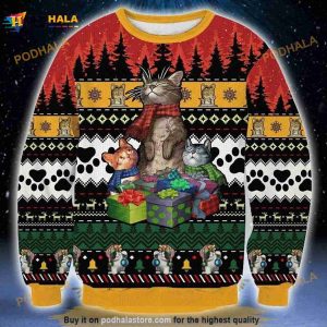 Adorable Cat And Christmas Gifts Ugly Sweater