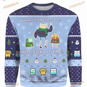 Adventure Time Christmas Time What Time Is It Holiday 3D Funny Ugly Sweater