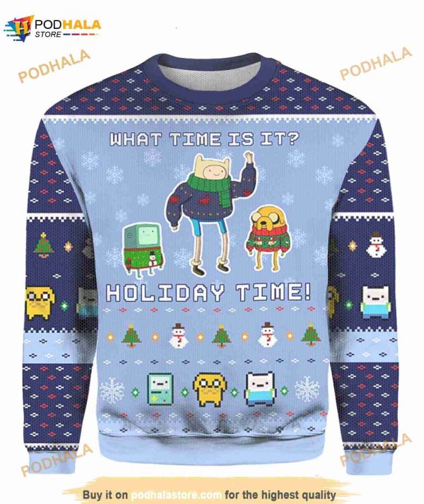 Adventure Time Christmas Time What Time Is It Holiday 3D Funny Ugly Sweater