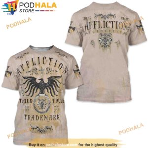 Affliction Mens Short Sleeve Tried Crewneck 3D Shirt