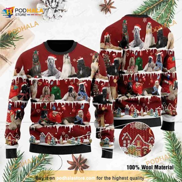 Afghan Hound Ugly Christmas All Over Print Sweater
