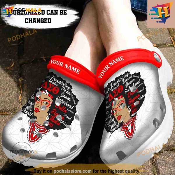 African American Personalized Delta Sigma Theta Queen Crocs Clog Shoes