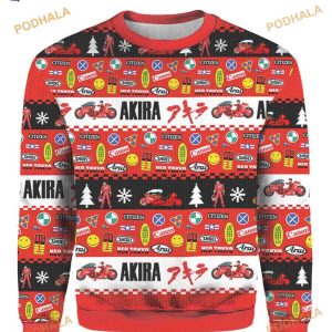 Akira Kaneda Bike Xmas Ugly Christmas 3D Funny Ugly Sweater