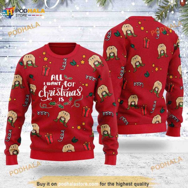 All I Want For Christmas Is You Funny Ugly Sweater, Naughty Elf, Christmas Elf Butt
