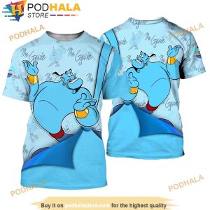 Aladdin Genie Blue Button Overalls Patterns Disney Outfit Unisex Casual 3D Shirt