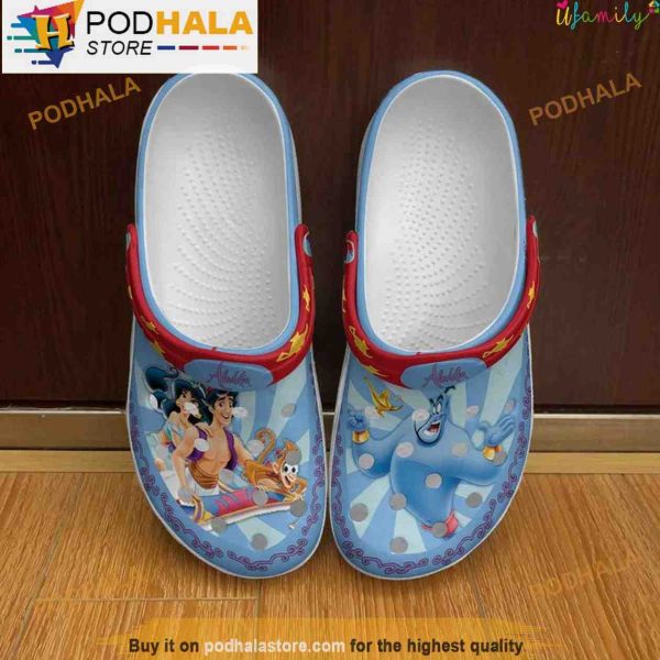 Aladdin Jasmine Genie Blue Red Disney Graphic Cartoon Unisex 3D Crocs, Funny Crocs